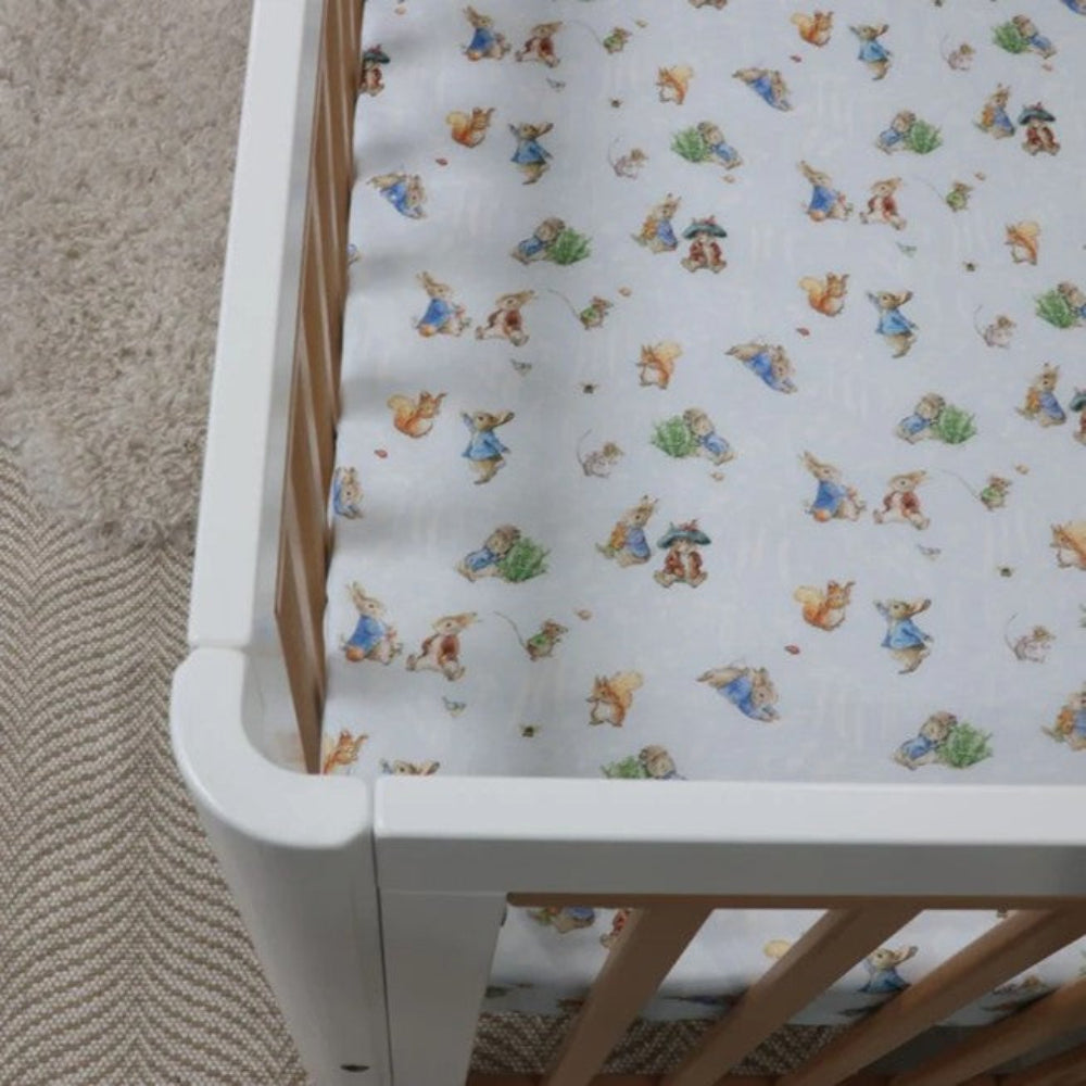 Bubba Blue Peter Rabbit Cot Fitted Sheet Peter Rabbit & Benjamin Bunny