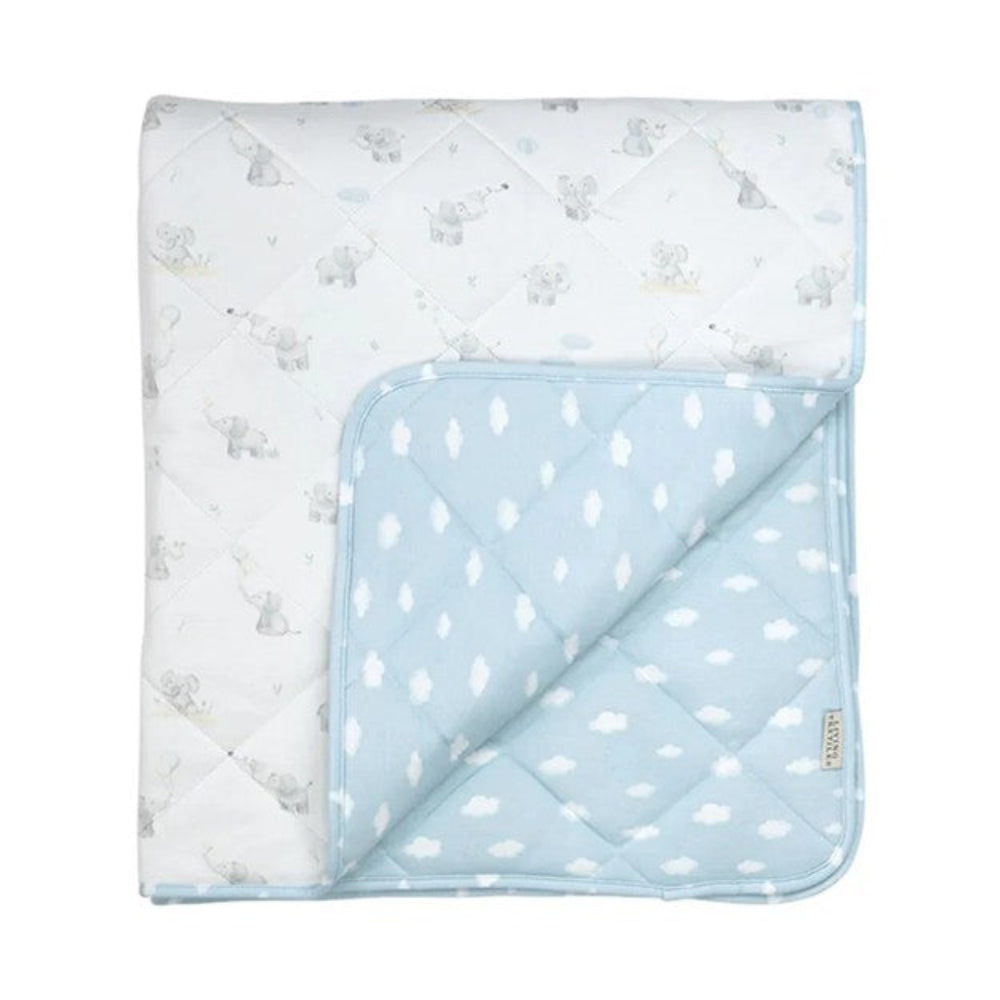 Living Textiles Reversible Jersey Cot Comforter - Elephant Playtime