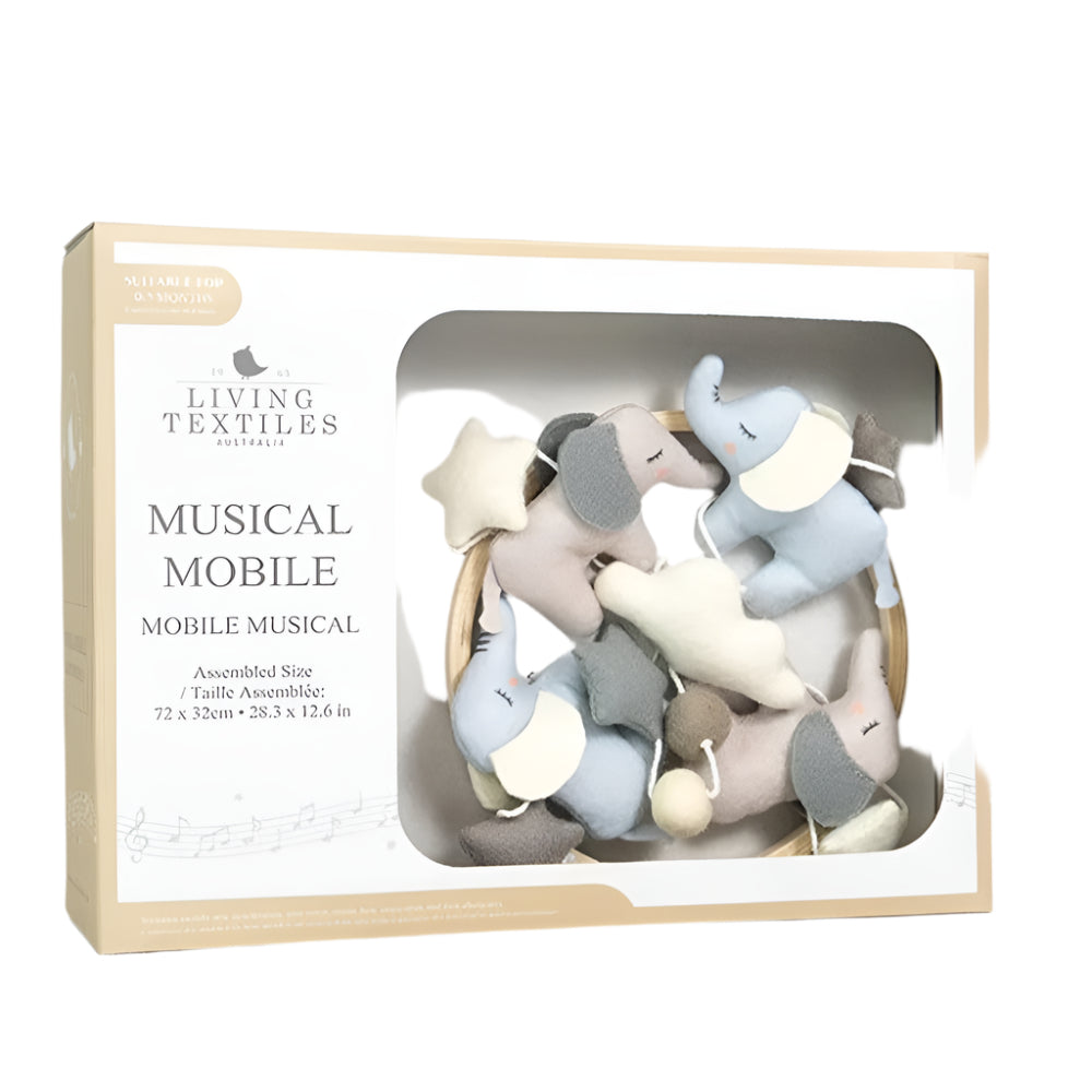 Living Textiles Musical Mobile Set - Elephant Playtime