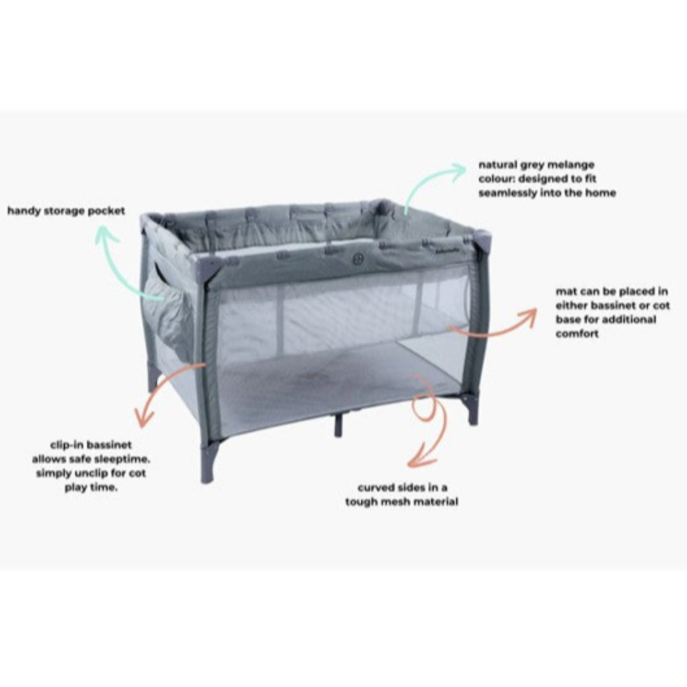 Roger Armstrong Portacot with bassinet - Grey