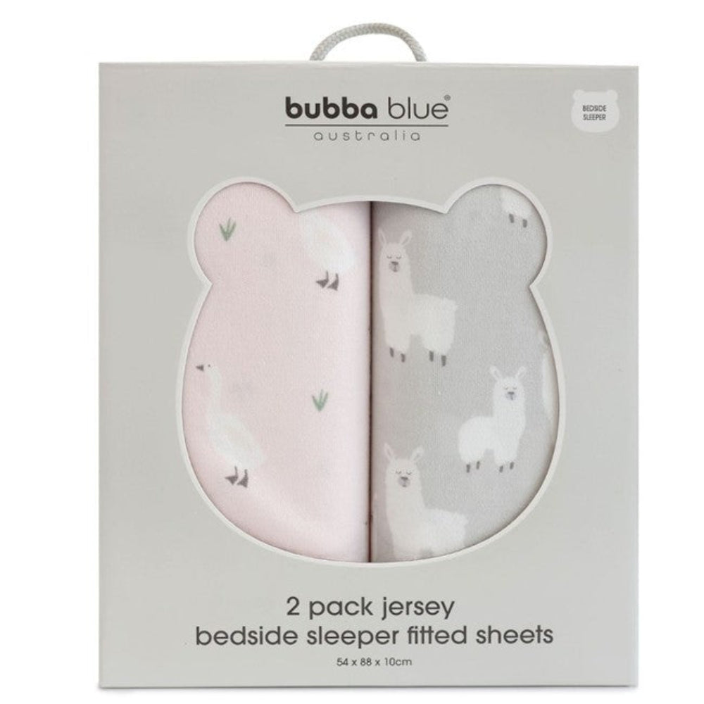 Provincial 2pk Jersey Co Sleeper/Bedside Sleeper Fitted Sheets - Blush/Grey
