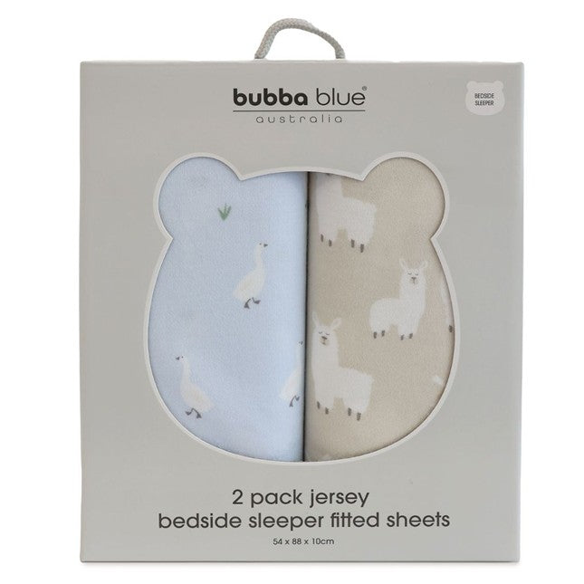 Provincial 2pk Jersey Co Sleeper/Bedside Sleeper Fitted Sheets - Sky/Almond