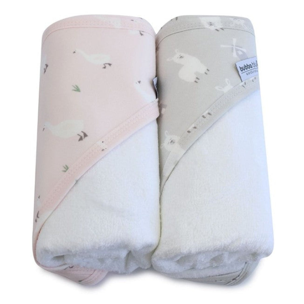 Bubba Blue Provincial 2pk Hooded Towel - Blush/Grey