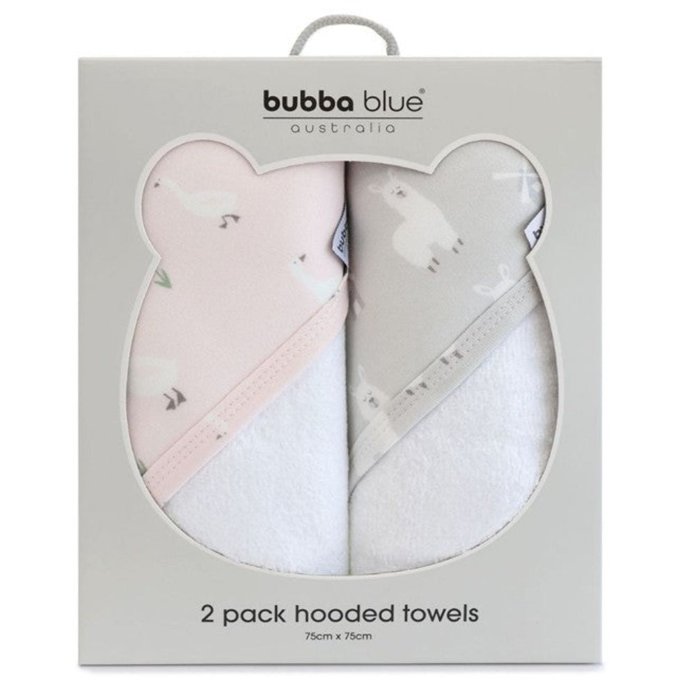 Bubba Blue Provincial 2pk Hooded Towel - Blush/Grey