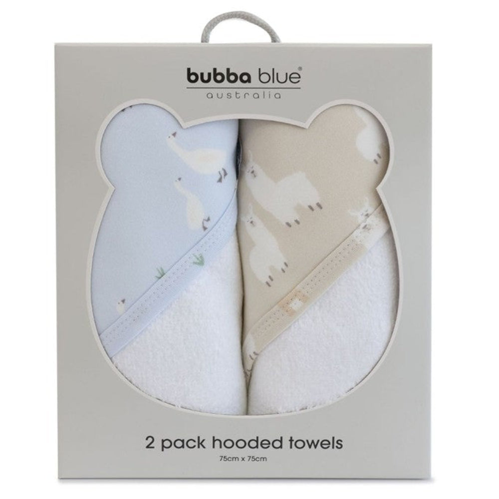 Bubba Blue Provincial 2pk Hooded Towel - Sky/Almond