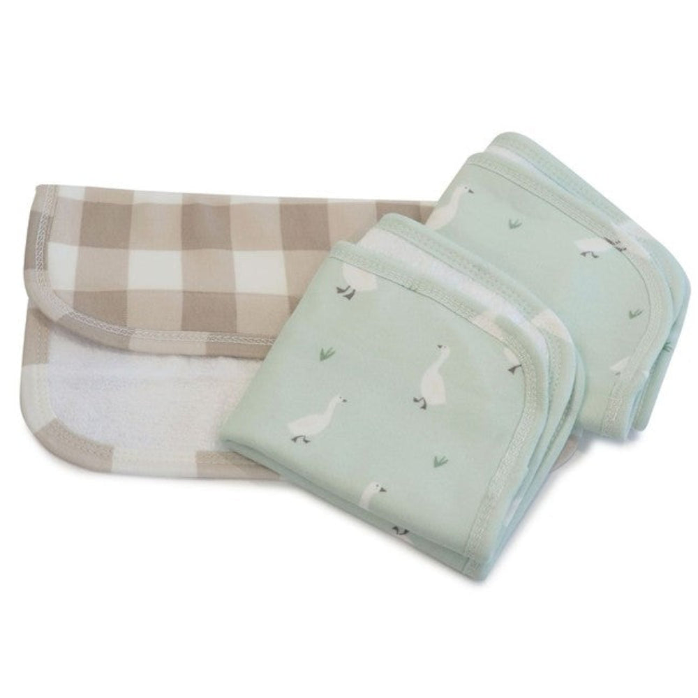 Provincial 3pk Wash Cloth - Olive/Taupe