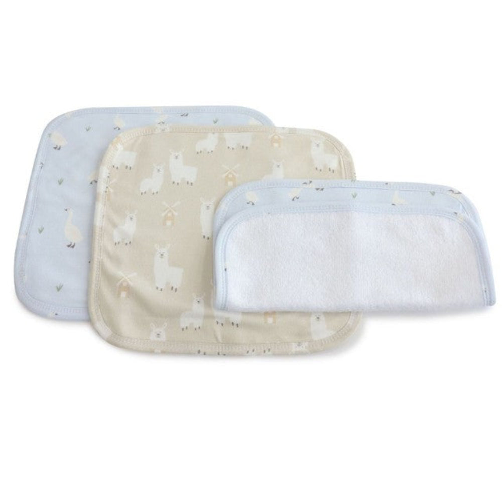 Provincial 3pk Wash Cloth - Sky/Almond