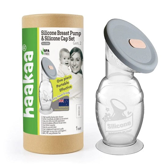 Haakaa Silicone Breast Pump & Cap Set - 150 ml