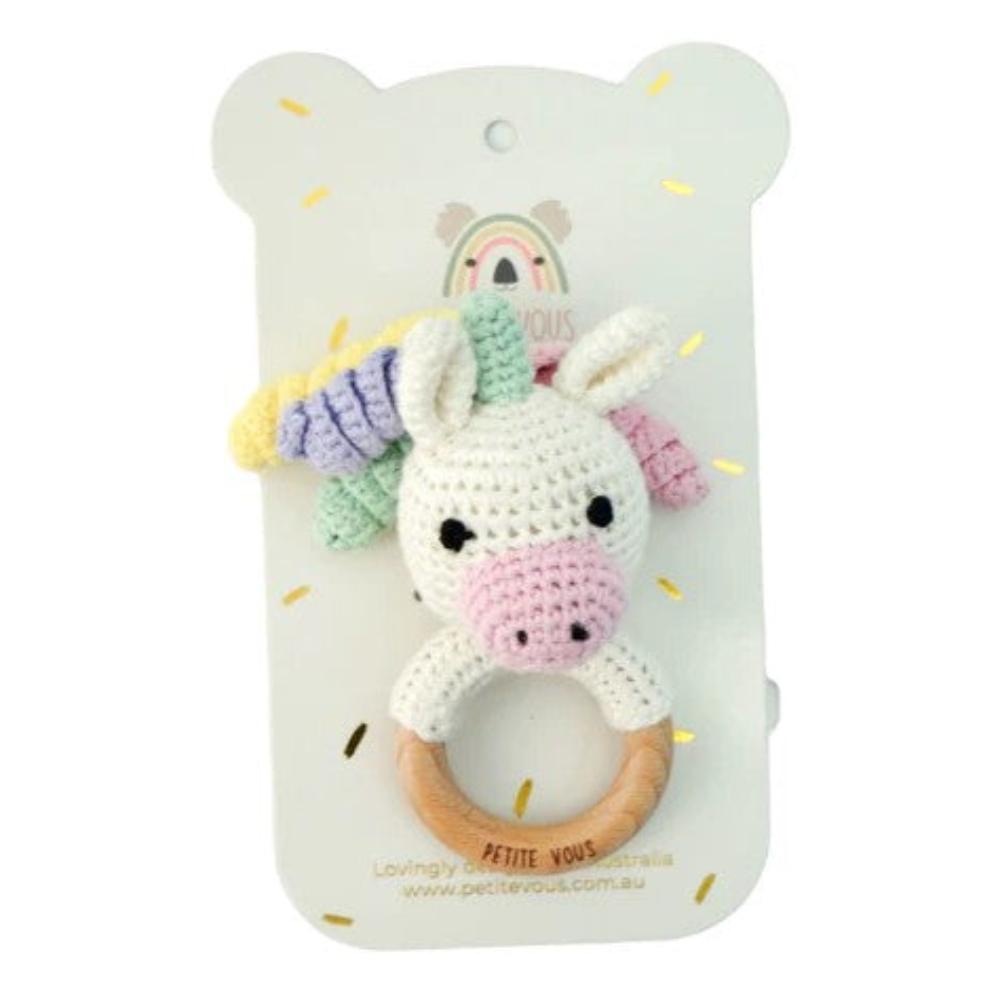Petite Vous Crochet Ring Rattle - Isla Unicorn
