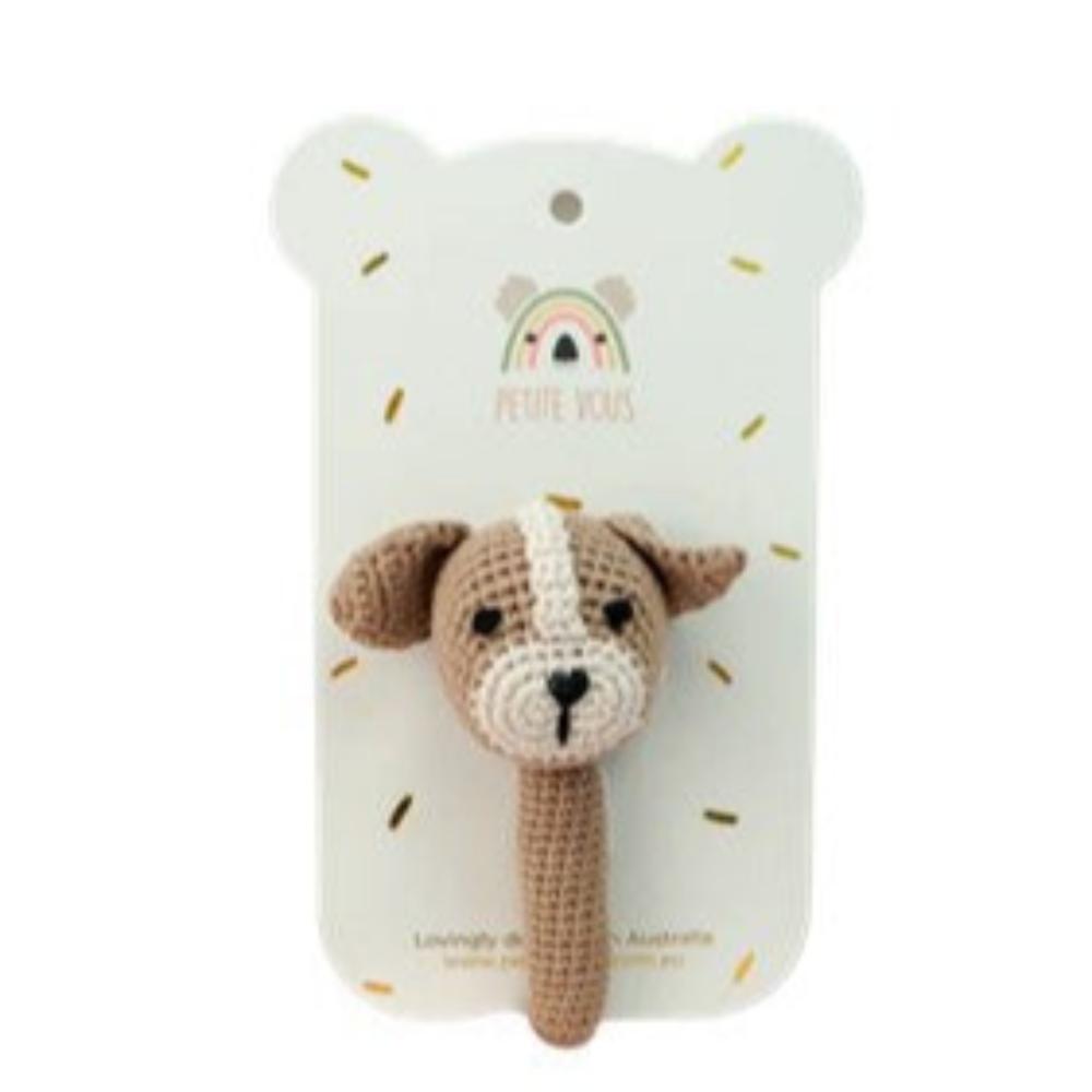 Petite Vous Crochet Hand Rattle - Parker Puppy