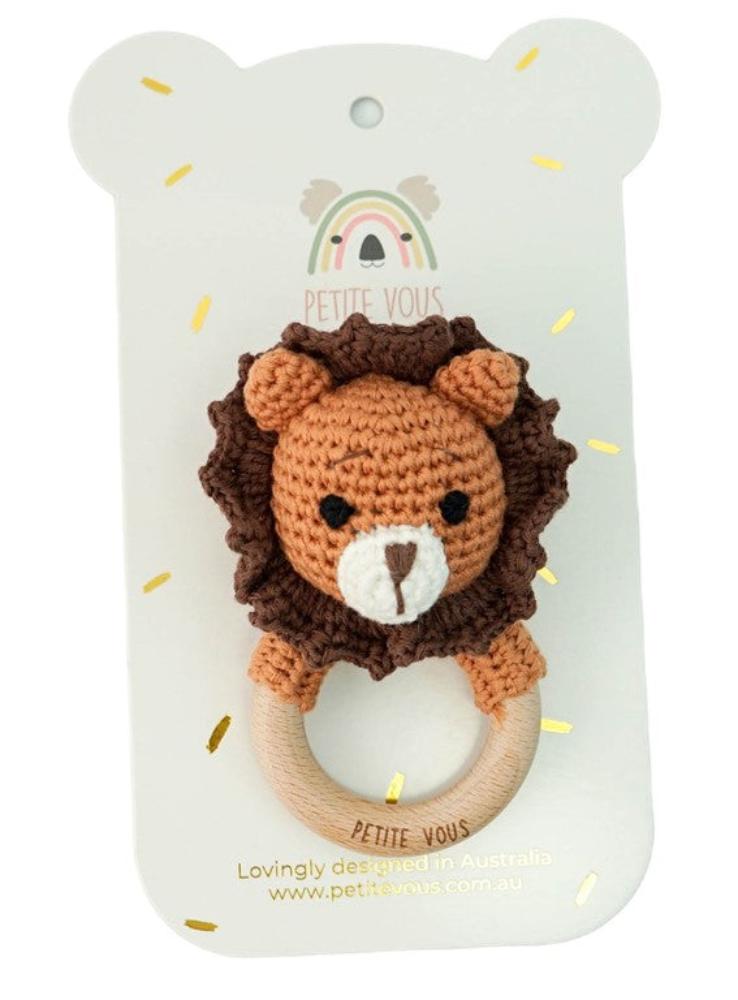Petite Vous Crochet Ring Rattle - Roary Lion