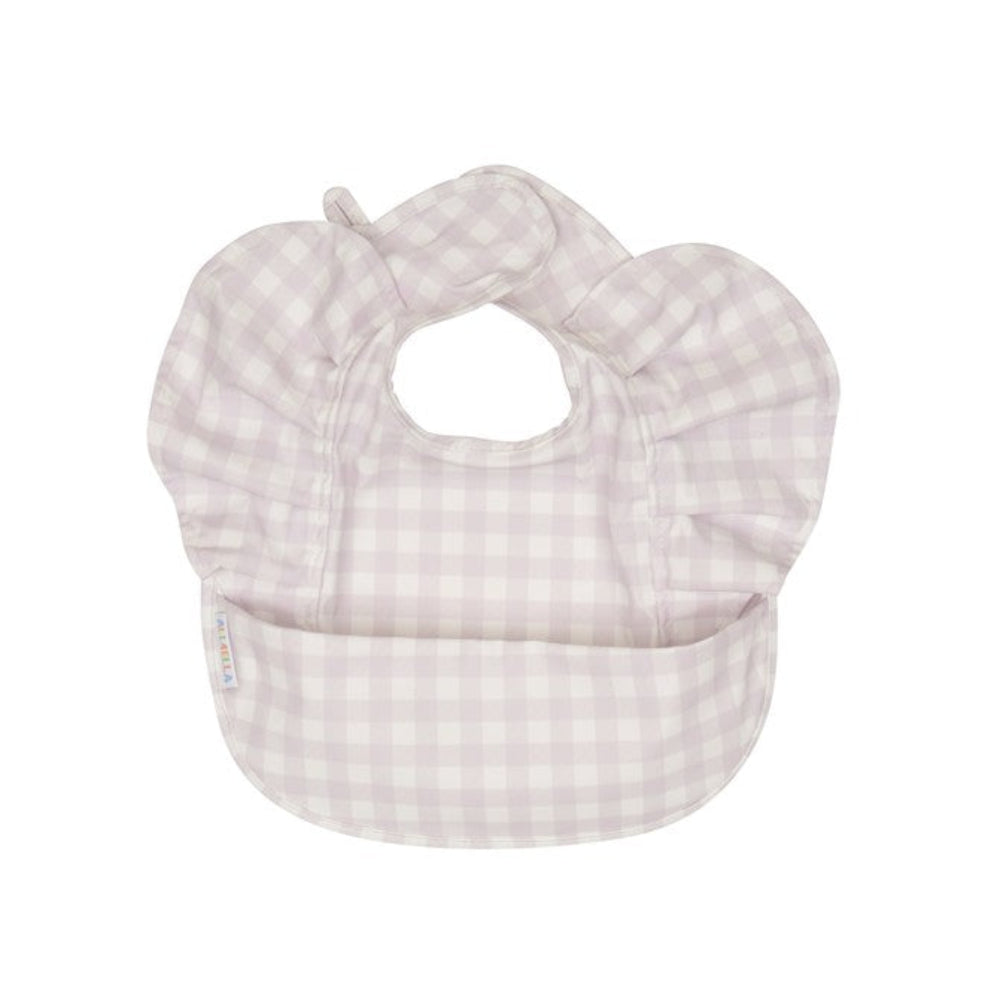 All4Ella Recycled Frills Bib - Gingham Lilac