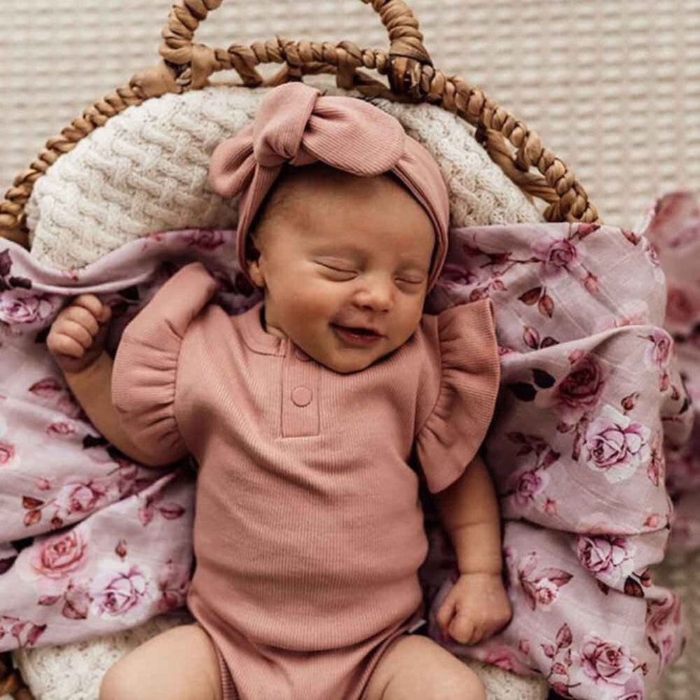 Snuggle Hunny Organic Short Sleeve Bodysuit - Rose