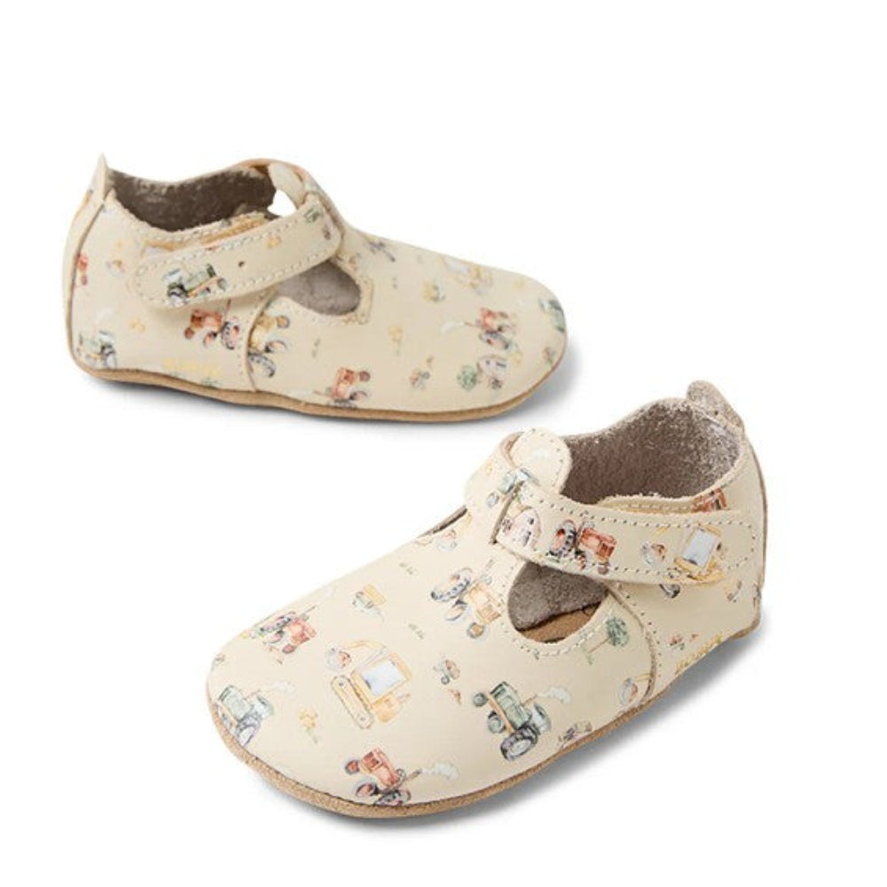 Snuggle Hunny Bobux T-Bar Shoes - Diggers and Tractors
