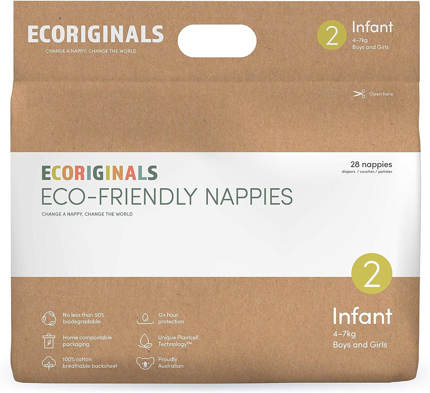 Ecoriginals Eco Friendly Nappies - 2 - Infant - 4 to 7 kg