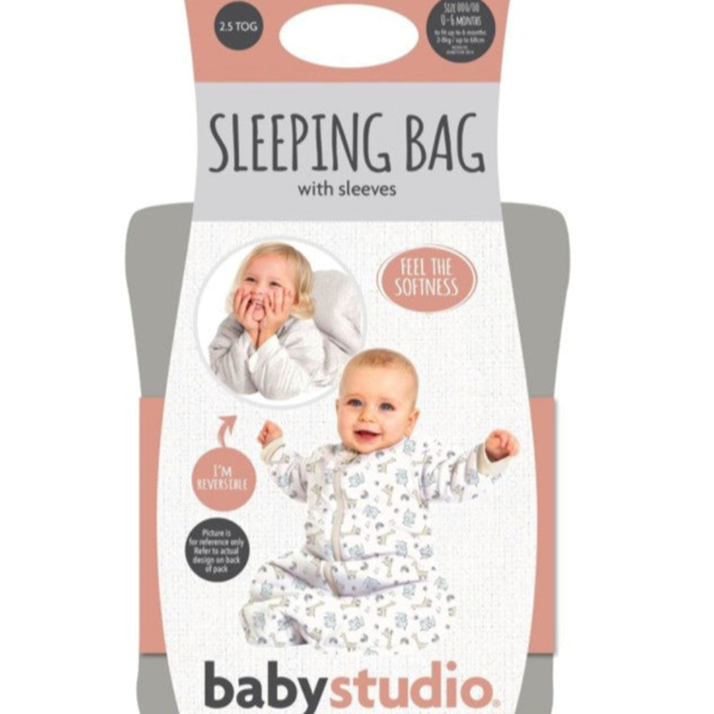 Baby Studio Cotton Sleeping Bag with Arms - Hugs Equals Love 3.0 tog