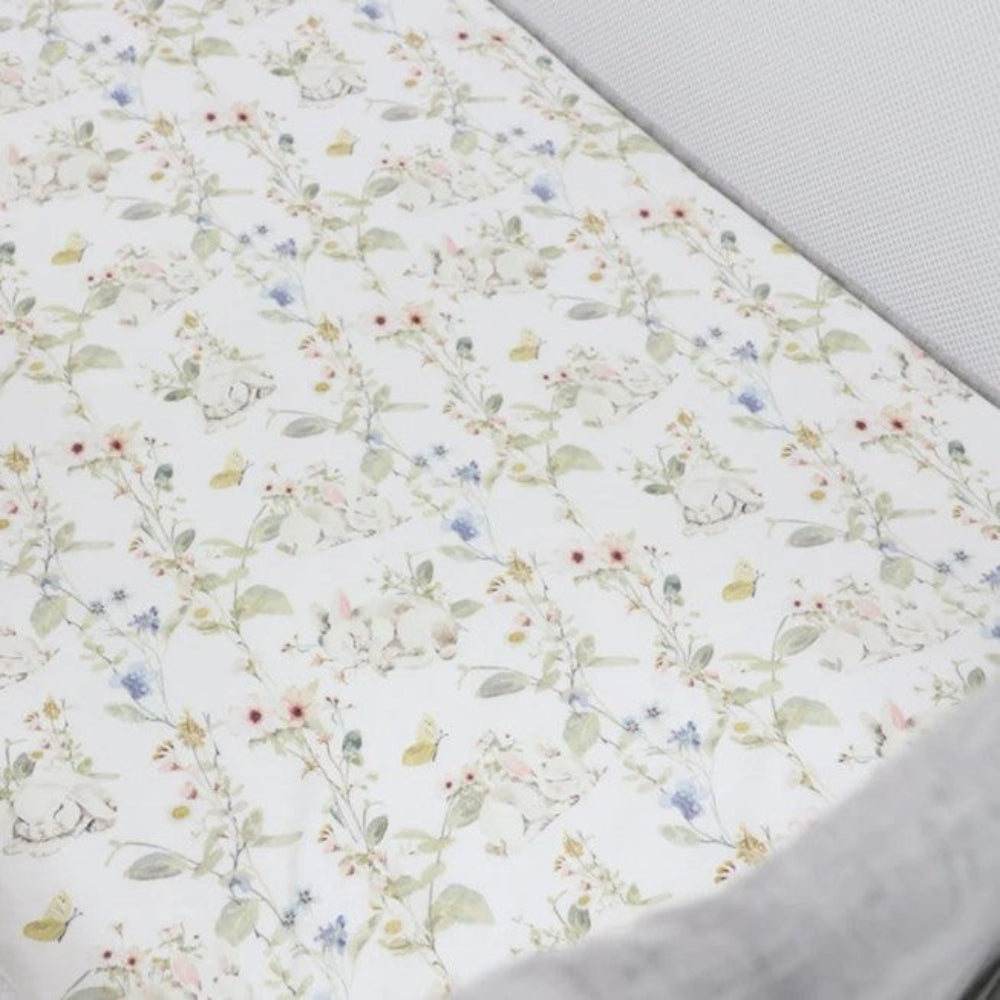 Bubba Blue Jersey Bedside Sleeper Fitted Sheet - Sleeping Bunny