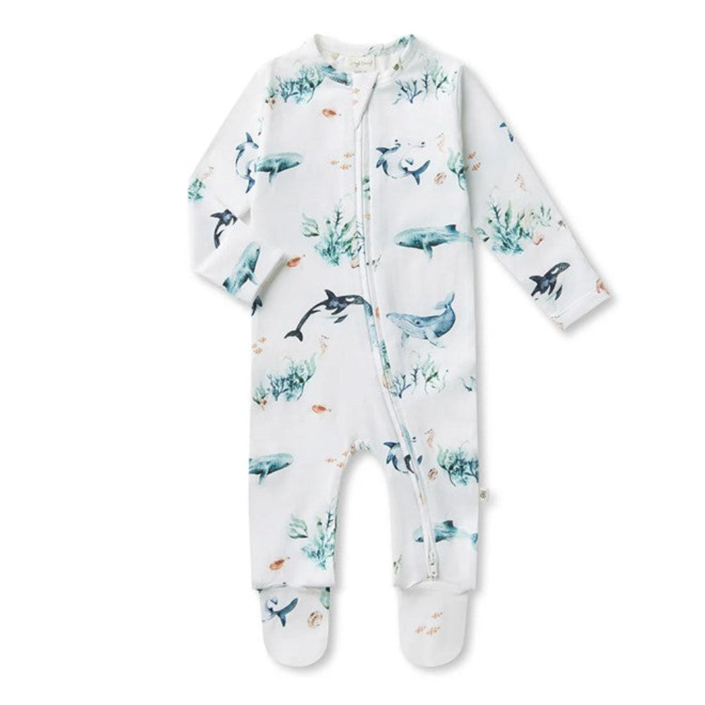 Snuggle Hunny Organic Snuggle Sleepsuit Zip Footie - Ocean