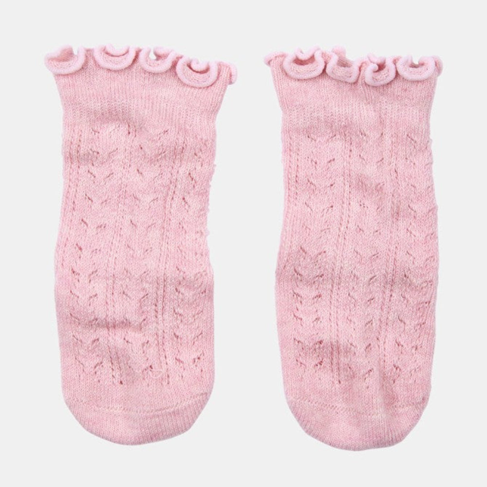 Toshi Organic Socks Knee - Frilly Lace - Misty Rose