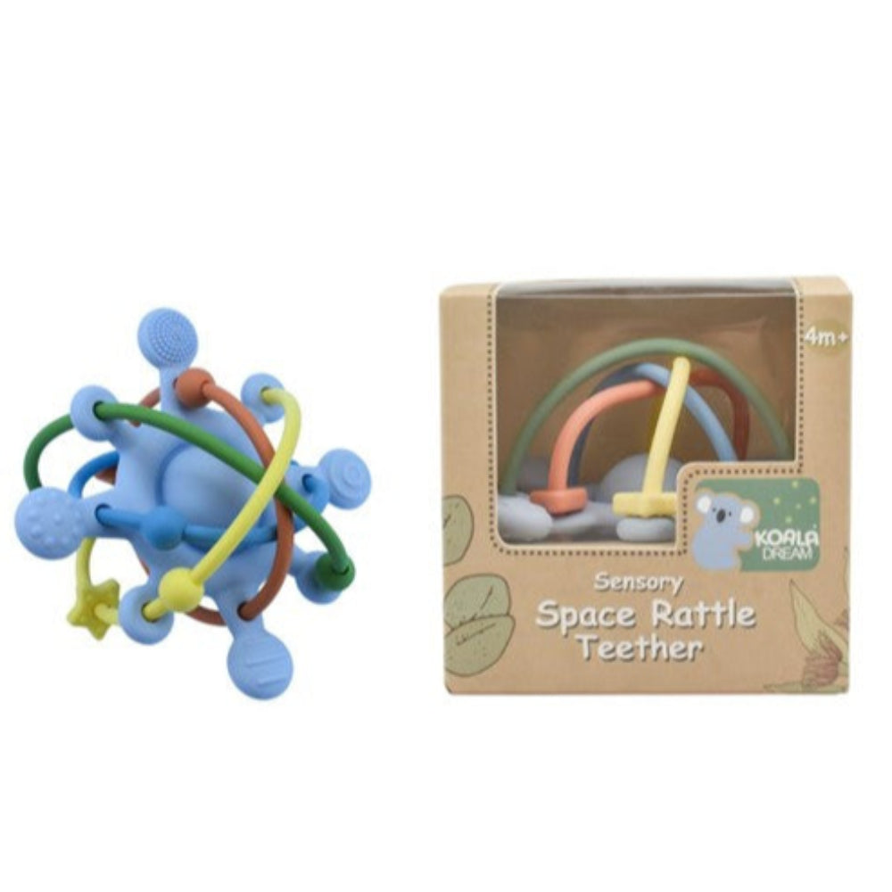 Koala Dream Silicone Sensor Space Rattle Teether - Blue
