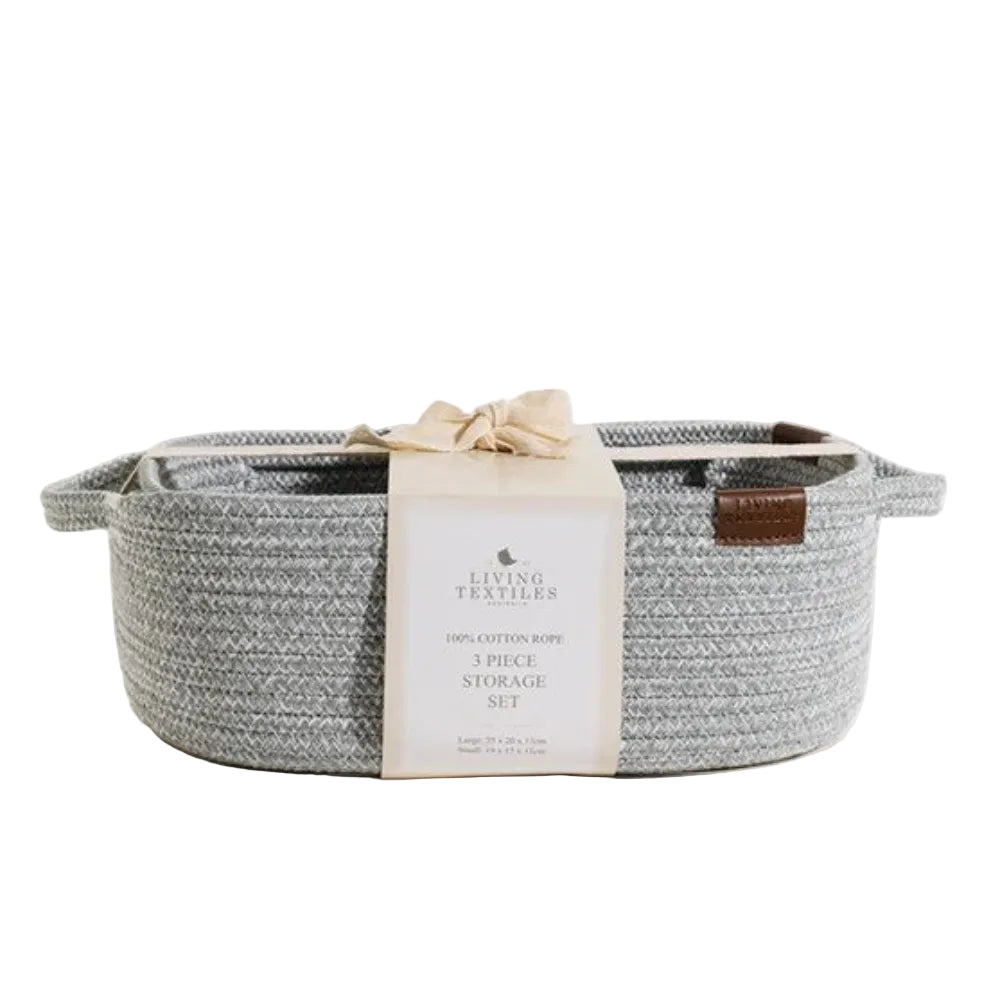 Living Textiles 3 pce Rope Storage Set - Sage