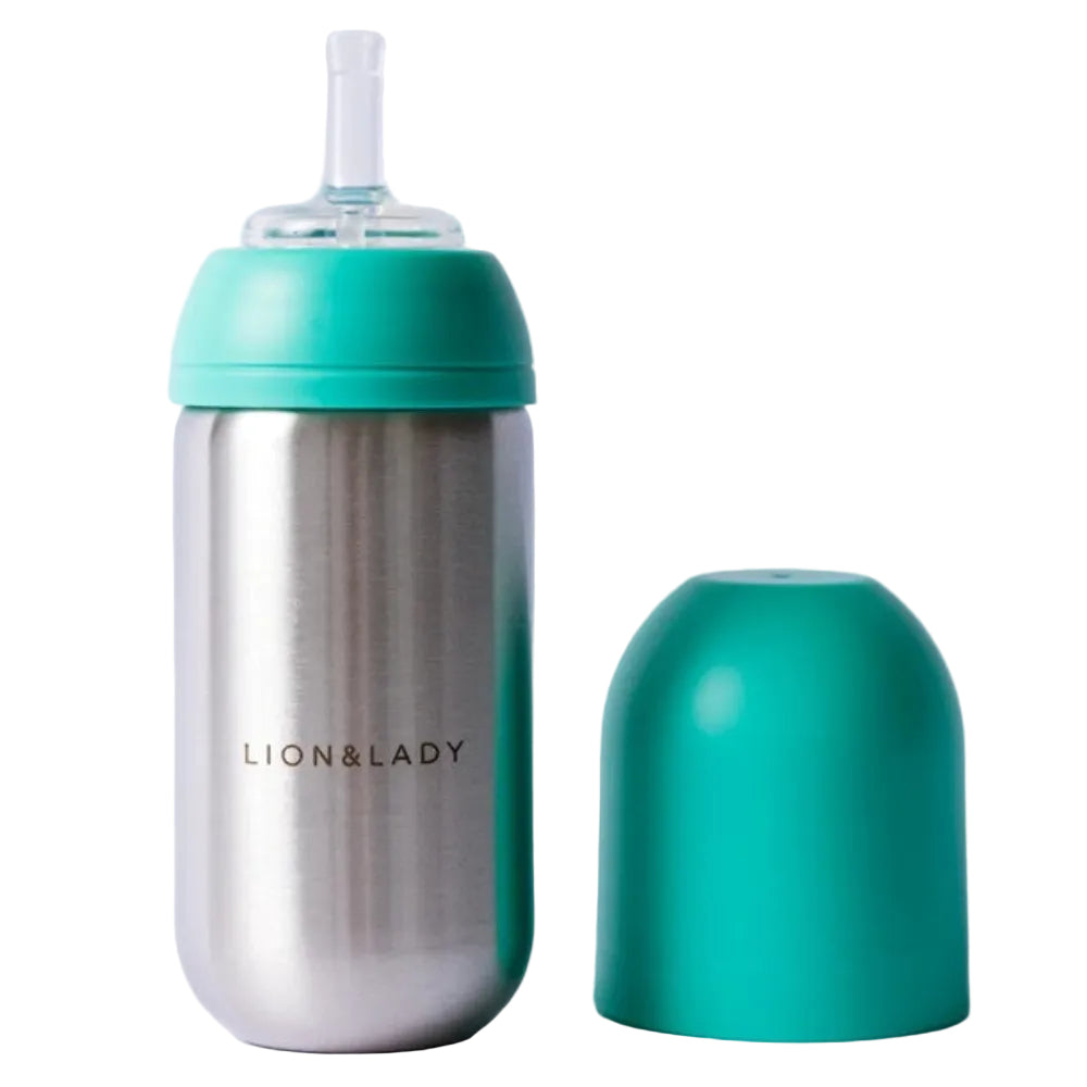 Lion + Lady Stainless Steel Straw Cup 350 ml - Mint