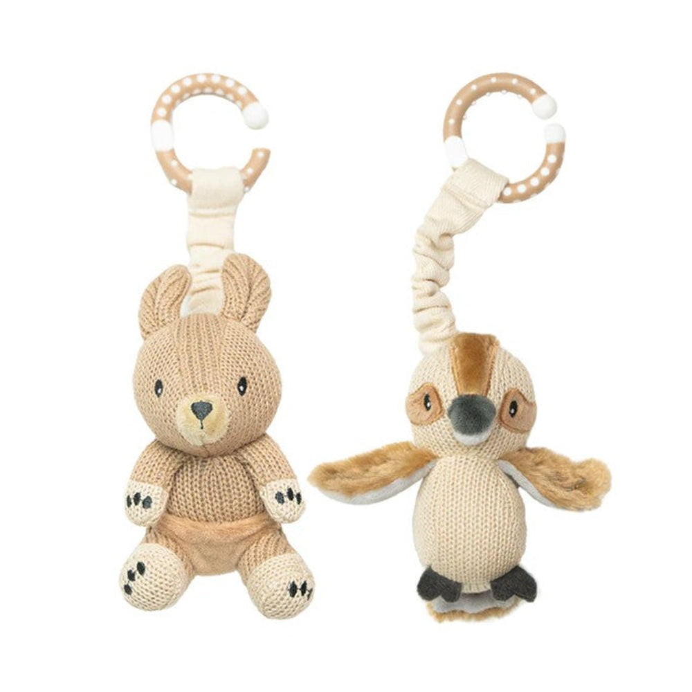Living Textiles Australiana Stroller Toy 2pk - Kookaburra and Kangaroo