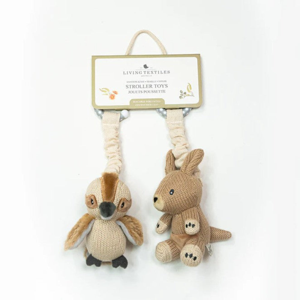 Living Textiles Australiana Stroller Toy 2pk - Kookaburra and Kangaroo