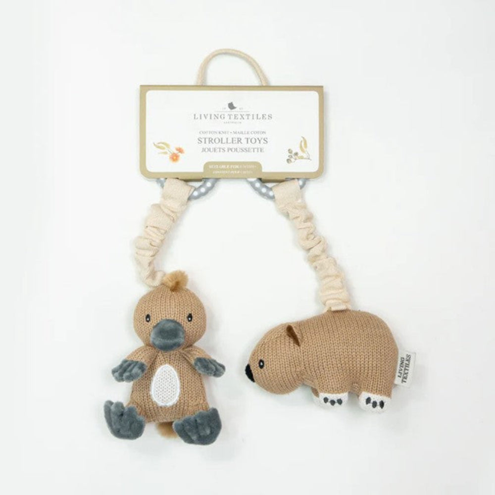 Living Textiles Australiana Stroller Toy 2pk - Wombat and Platypus