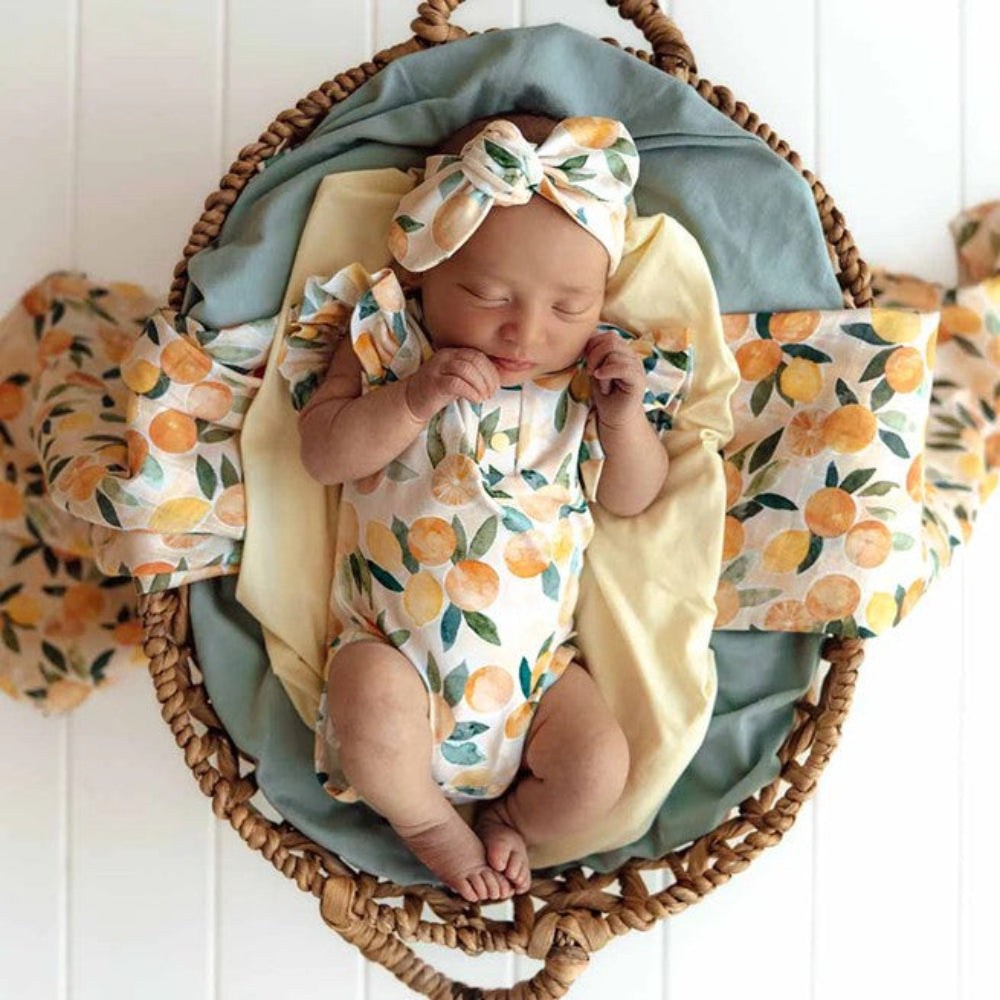 Snuggle Hunny Organic Short Sleeve Bodysuit with Frill - Sunny Citrus