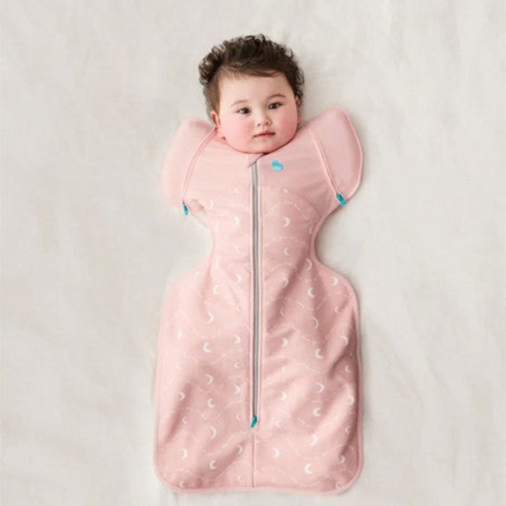 Love To Dream Swaddle Up Transition Bag 1.5 Tog - Dusty Pink Moon and Back