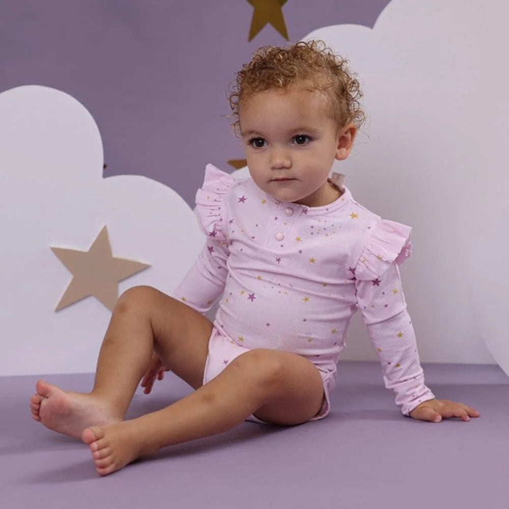 Snuggle Hunny Organic Long Sleeve Bodysuit with Frill - Twinkle