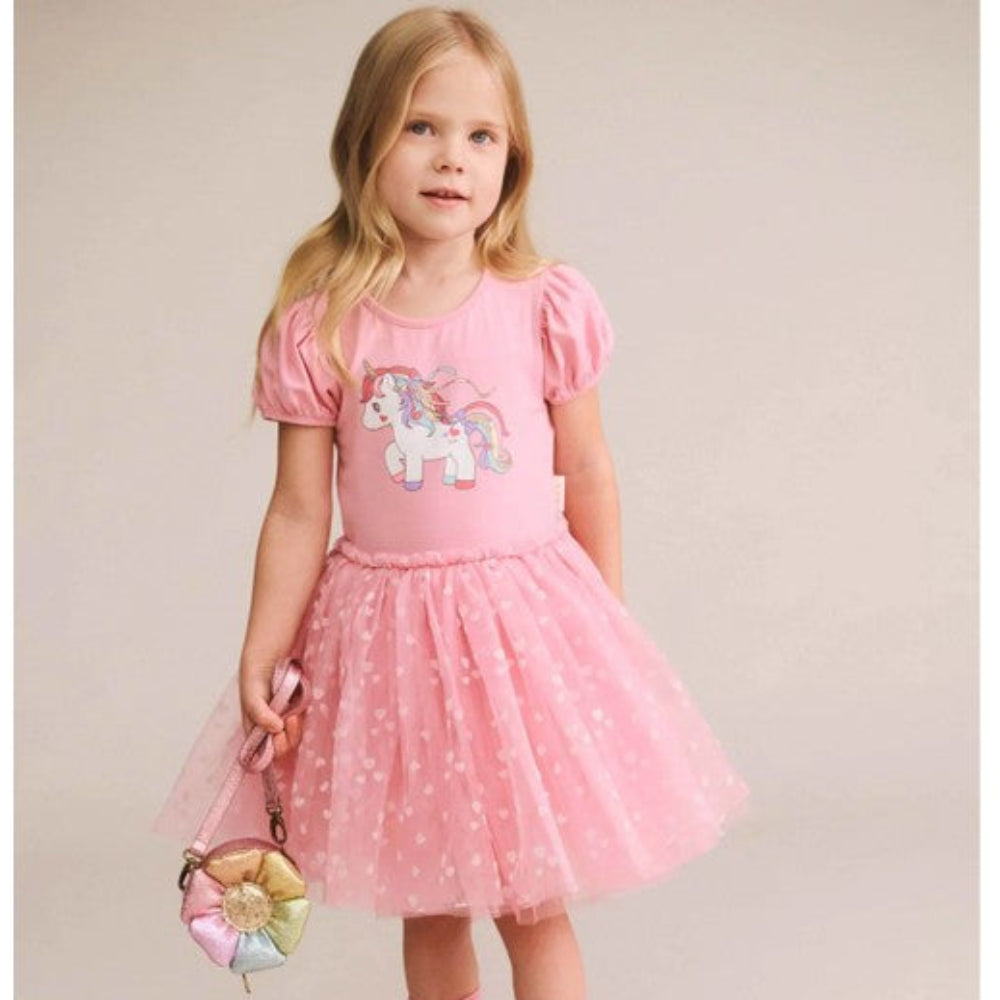 Huxbaby Magical Unicorn Puff Slv Tulle Dress