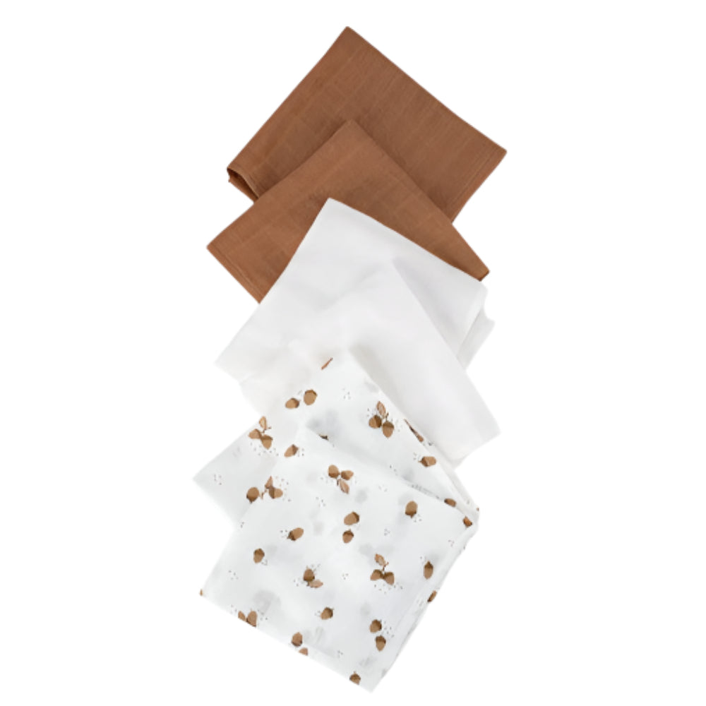 Little Bamboo Muslin Wash Cloths 6 Pk - Iced Coffee