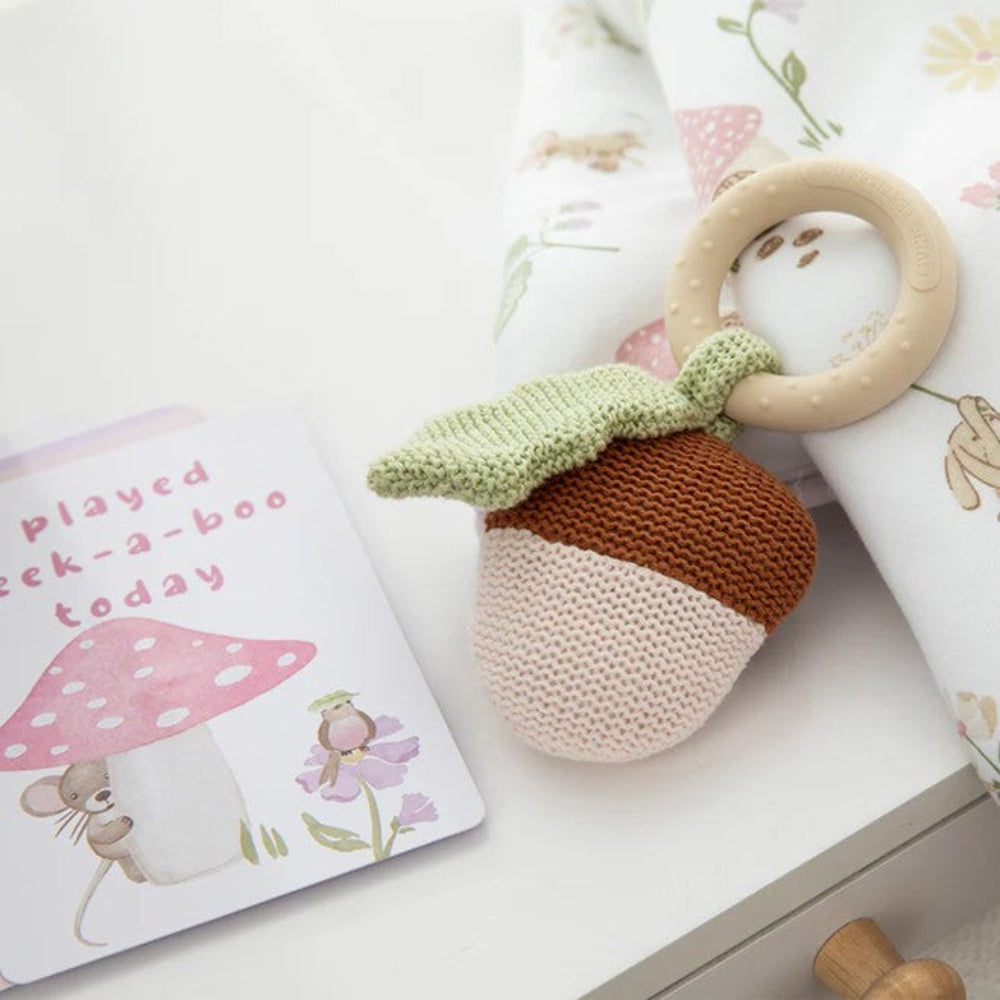 Living Textiles Whimsical Wonderland Rattle - Acorn