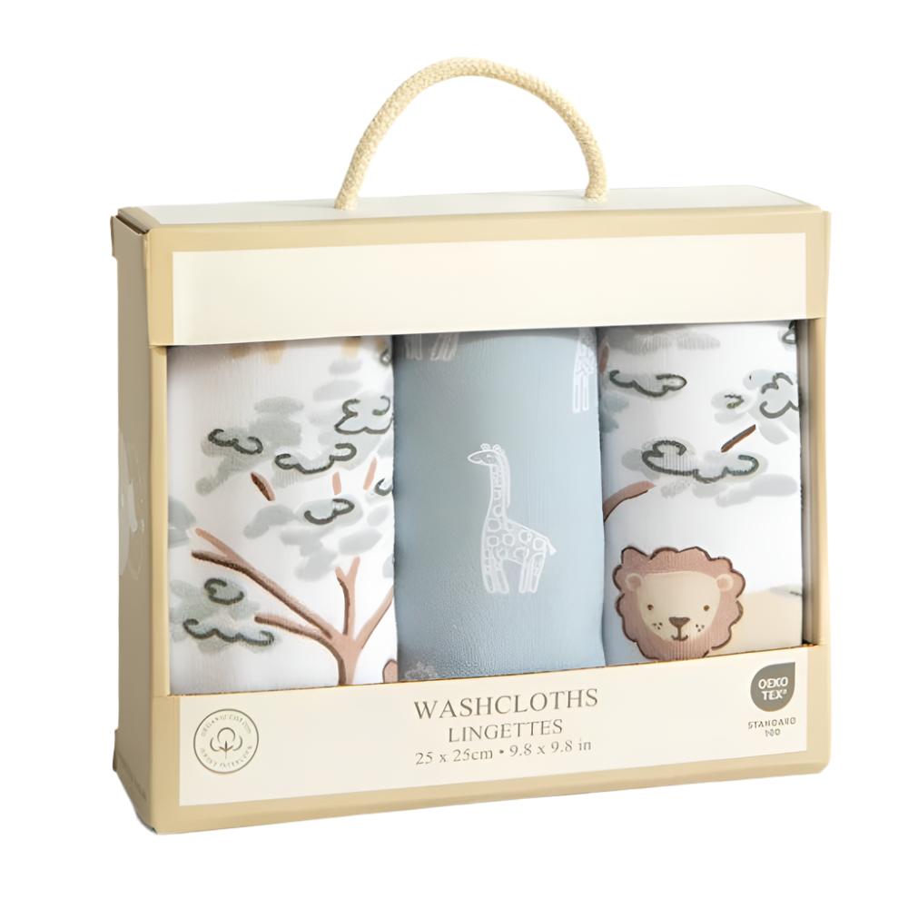 Living Textiles 3 pk Wash Cloths - Wild Safari