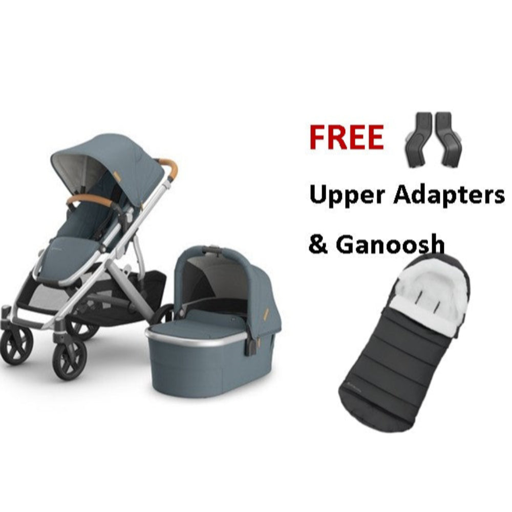 UPPAbaby VISTA V3 with Bassinet - Stone Blue/Silver - Callum + Free Upper Adapters