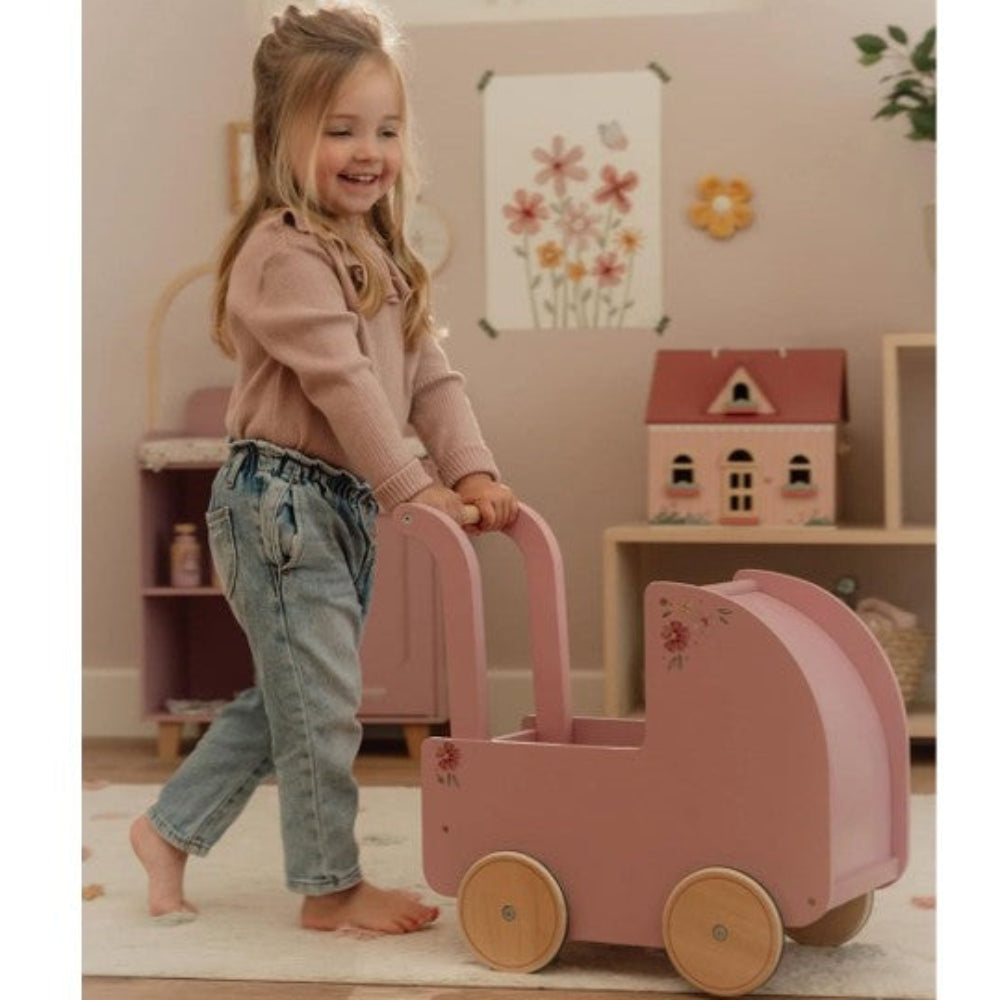Little Dutch Wooden Doll Pram - Pink