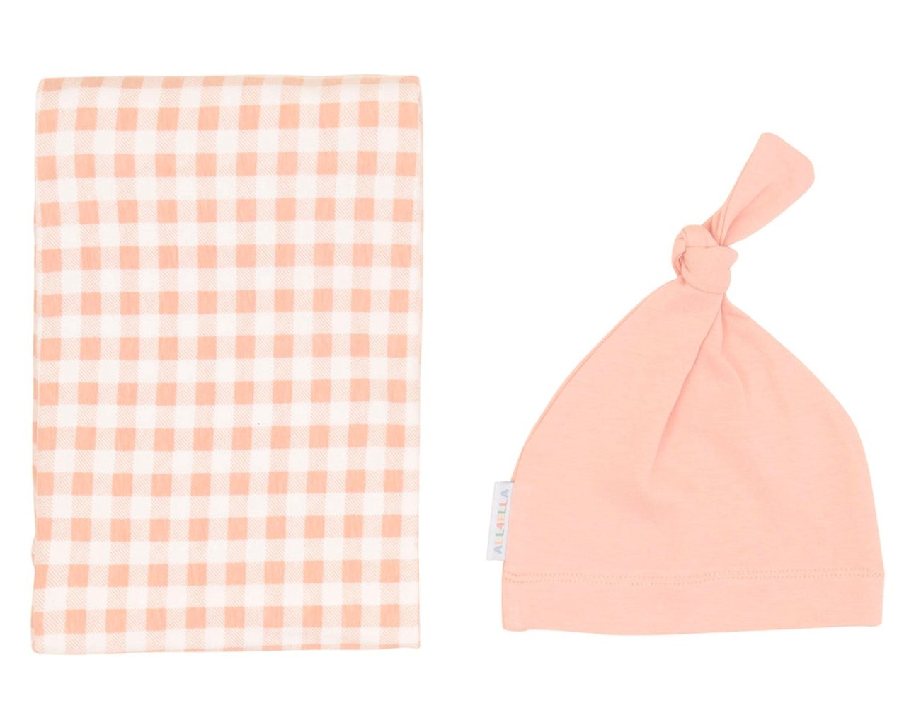 All4Ella Jersey Wrap and Beanie Set - Gingham Strawberry