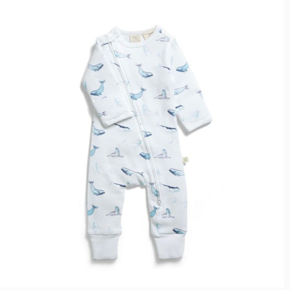 Tiny Twig Organic Cotton Zipsuit - Whale Print