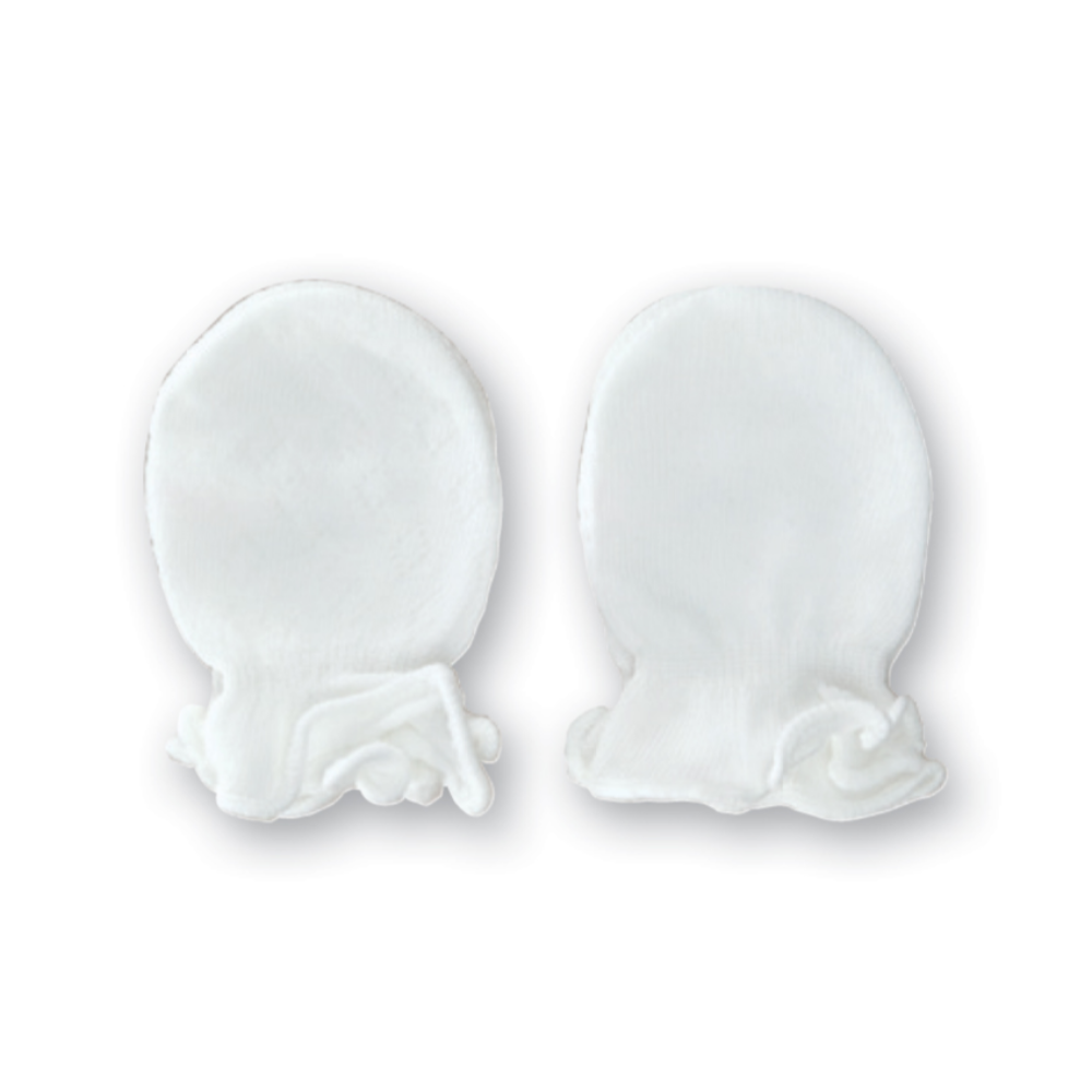 Playette Bamboo Mittens 2 pk 0-6 mths - White
