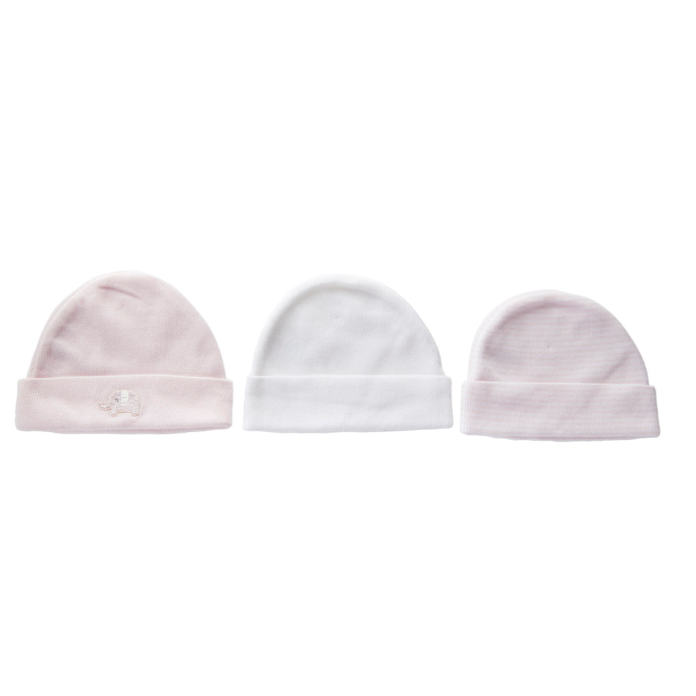 Playette Newborn Knitted Caps 3 pk - Pink