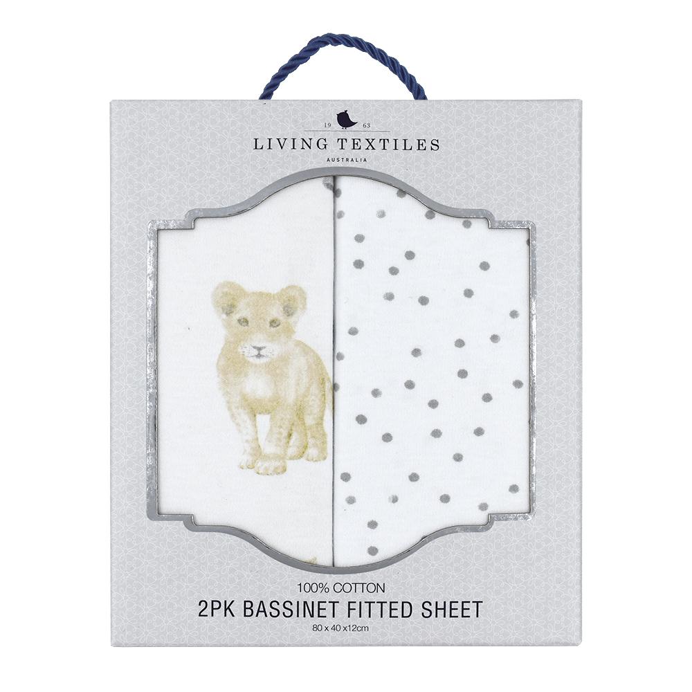 Living Textiles Bassinet Fitted Sheet 2 Pk Jersey - Savanna Babies