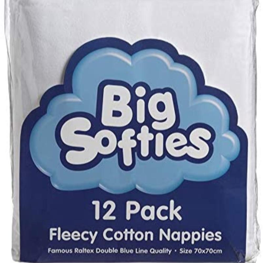 Big Softies Flanelette Nappies White
