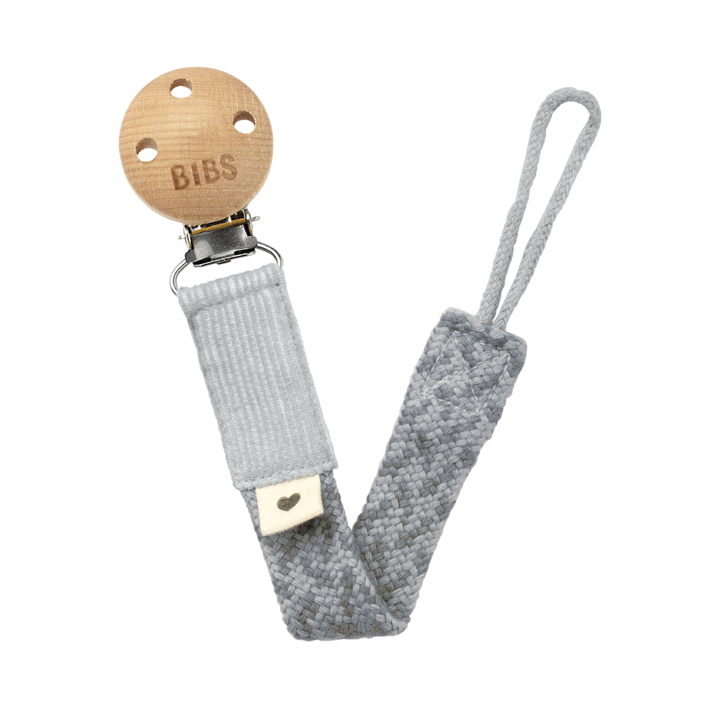 Bibs Paci Braid Cloud/Iron