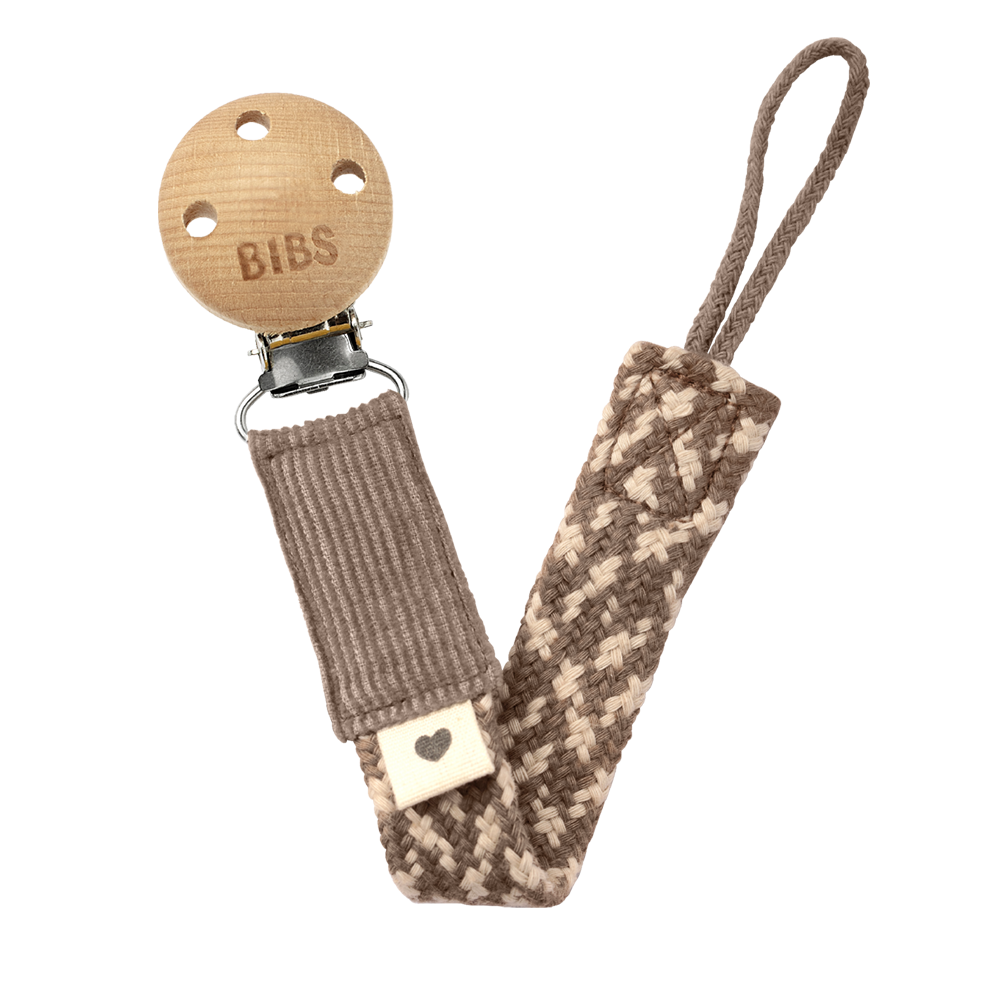 Bibs Paci Braid DarkOak/Vanilla