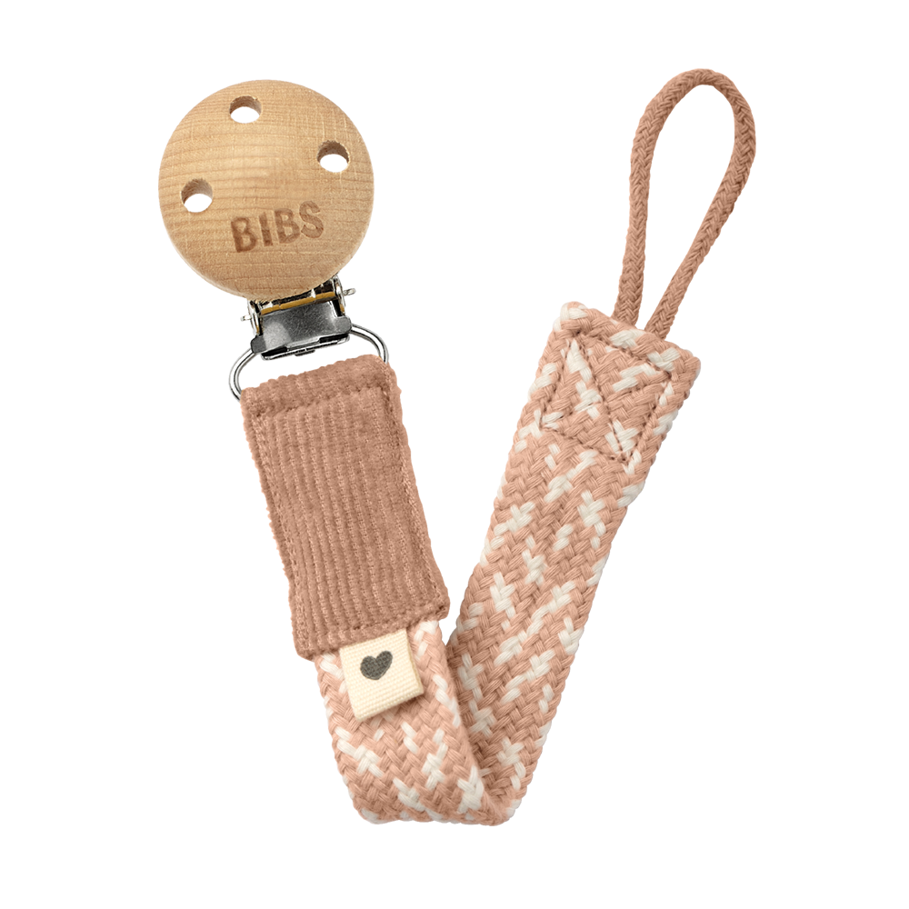 Bibs Paci Braid Blush/Ivory