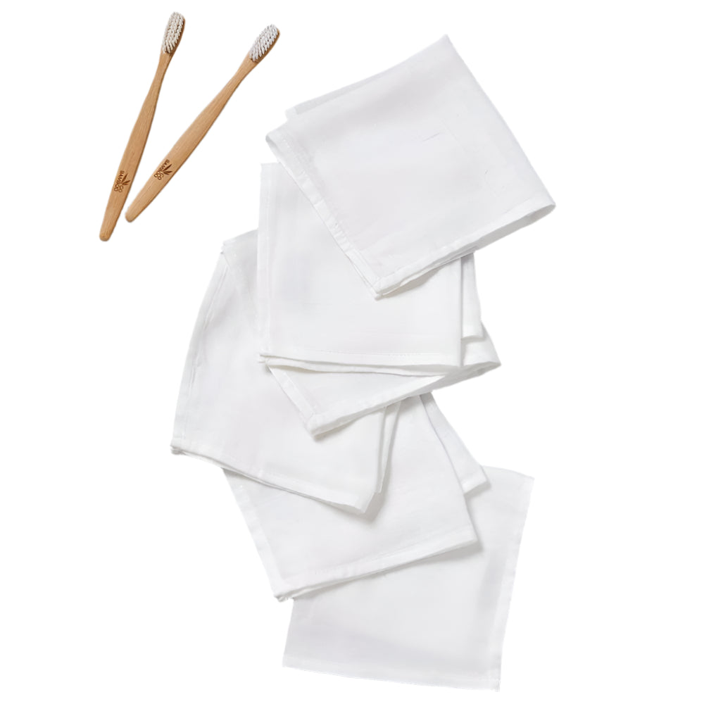 Little Bamboo Muslin Wash Cloths 6 Pk Natural