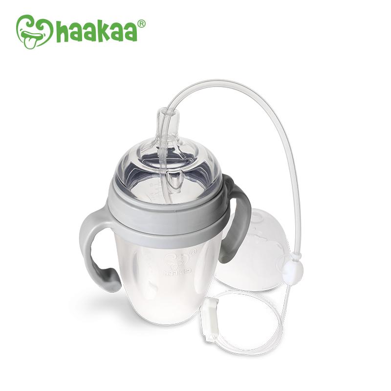 Haakaa Silicone Feeding Tube and Bottle Set - Grey