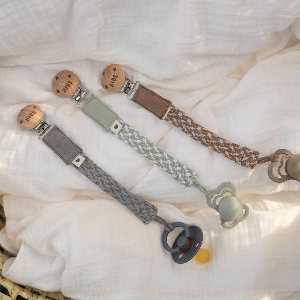 Bibs Paci Braid Cloud/Iron